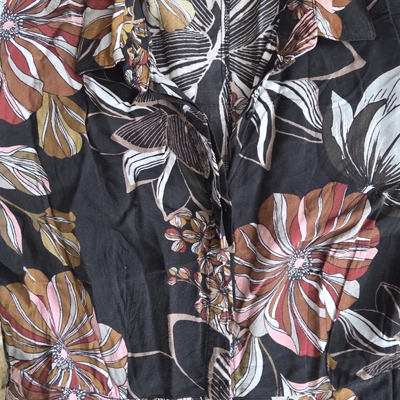 Zara Black Maxi Dress with Pink, Brown & Cream Floral Print - Picture 3 of 6